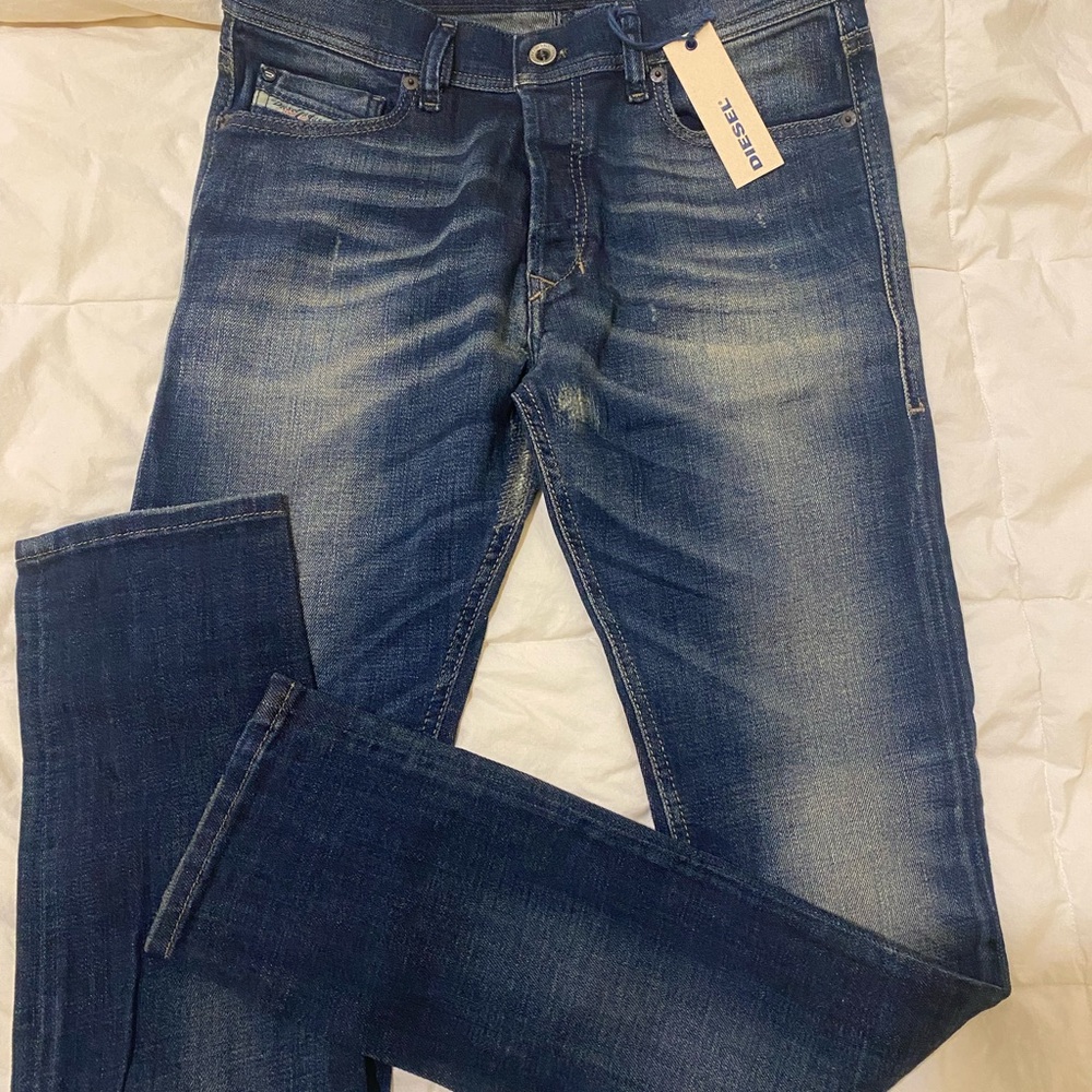 Diesel Blue Slim Jeans with Vintage Wash
